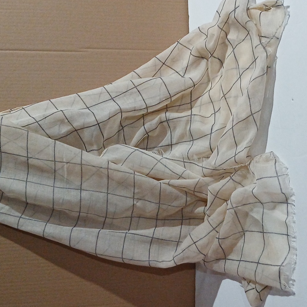 Rachel Pally Cream Grid Scarf